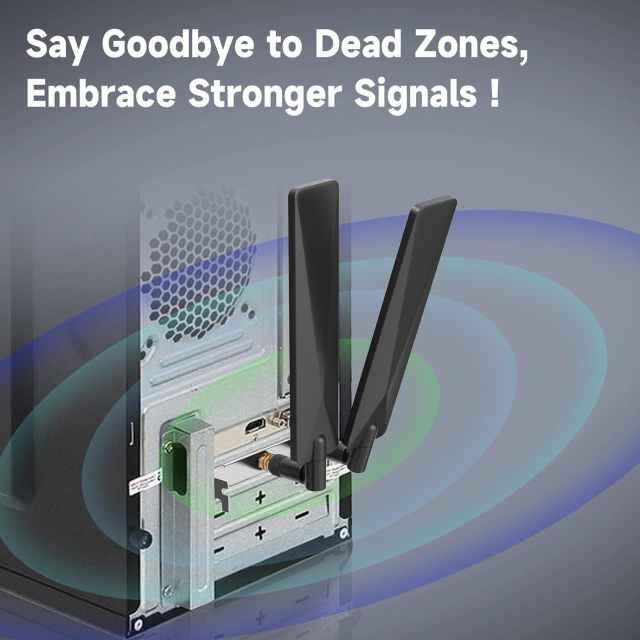 Bingfu Tri-Band WiFi 2.4GHz 5GHz 6E Wifi6 Antenna & 8inch U.FL IPX IPEX to RP-SMA Cable with PCI Slot Bracket for M.2 NGFF Intel Wireless Network Card WiFi Adapter