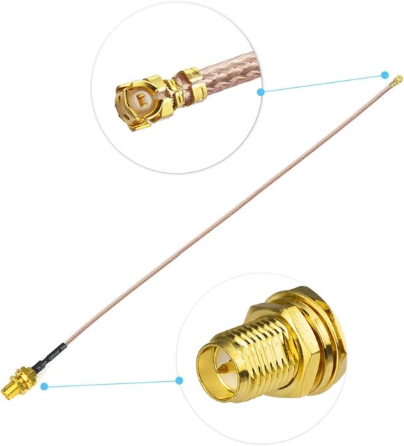 Bingfu Dual Band WiFi Antenna 2.4GHz 5GHz 5.8GHz 3dBi MIMO RP-SMA Male + 2 x 7.87 inch u.fl to Rp-SMA Cable + PCIe Slot Bracket for WiFi Router Wireless Mini PCI Express PCIE Network Card Adapter