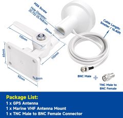 Bingfu Boat Marine GPS Navigation External Antenna (16.5ft Cable) with Bracket Compatible with Garmin GPSMAP MAP NavTalk StreetPilot Furuno Matsutec Trimble Transducer Fishfinder Sounder