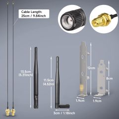 Bingfu Mini Dual Band 2.4GHz 5.8GHz WiFi Antenna + IPEX IPX U.FL to RP-SMA Cable & PCIe Slot Bracket for M.2 NGFF Intel Wireless Network Card WiFi Adapter