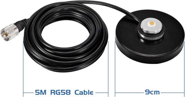 Bingfu Dual Band VHF UHF 136-174MHz 400-470MHz Mobile Radio NMO Antenna with 3.54inch Diameter Magnetic Base for Car Truck Ham Radio Amateur Radio Mobile Radio Two Way Radio Marine VHF Radio