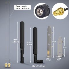 Bingfu Dual Band WiFi 2.4GHz 5.8GHz 8dBi RP-SMA Male Antenna + 9.84 inch U.FL IPX IPEX MHF4 to RP-SMA Female Extension Cable + PCI Slot Cover for M.2 NGFF Intel Wireless Network Card WiFi Adapter