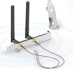 Bingfu M.2 WiFi Antenna 2.4GHz 5GHz 5.8GHz 3dBi MIMO RP-SMA Male + 2 x 9.84 inch Ngff Ipex4 to Rp-SMA Cable + PCI Slot Bracket for M.2 NGFF Intel Wireless Network Card WiFi Adapter Laptop