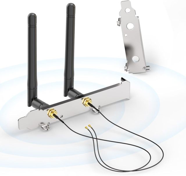 Bingfu M.2 WiFi Antenna 2.4GHz 5GHz 5.8GHz 3dBi MIMO RP-SMA Male + 2 x 9.84 inch Ngff Ipex4 to Rp-SMA Cable + PCI Slot Bracket for M.2 NGFF Intel Wireless Network Card WiFi Adapter Laptop