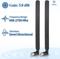 Bingfu SMA Male 4g LTE Antenna 6dBi (2-Pack) Compatible with Verizon AT&T T-Mobile Sprint 4G LTE Wireless Router CPE Hotspot IoT Gateway Modem Cellular Trail Camera