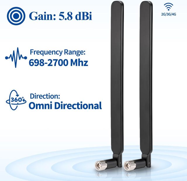 Bingfu SMA Male 4g LTE Antenna 6dBi (2-Pack) Compatible with Verizon AT&T T-Mobile Sprint 4G LTE Wireless Router CPE Hotspot IoT Gateway Modem Cellular Trail Camera