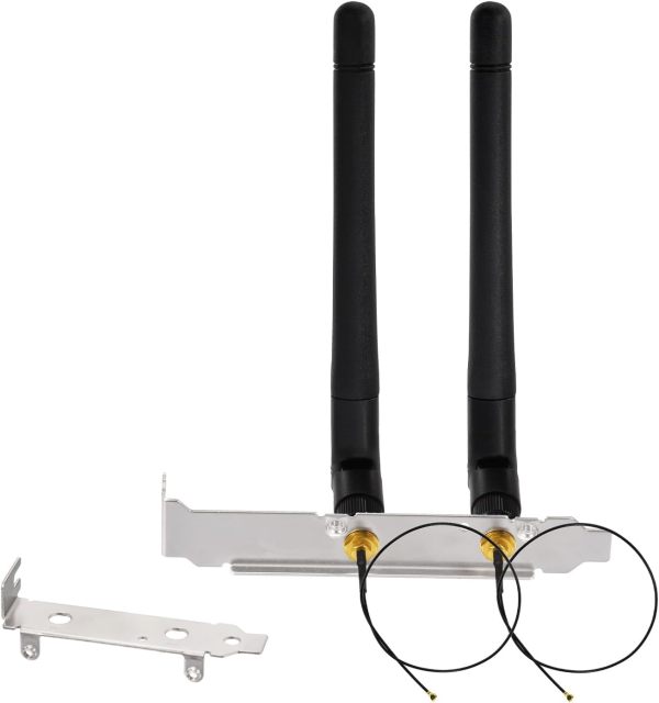 Bingfu M.2 WiFi Antenna 2.4GHz 5GHz 5.8GHz 3dBi MIMO RP-SMA Male + 2 x 9.84 inch Ngff Ipex4 to Rp-SMA Cable + PCI Slot Bracket for M.2 NGFF Intel Wireless Network Card WiFi Adapter Laptop