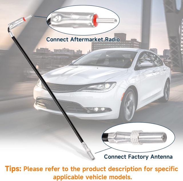Bingfu Car Antenna Adapter for Select Chrysler Dodge Jeep Ford GM 2002-Up Aftermarket Stereo Radio Installation - Retain Factory Antenna ZA12