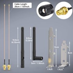 Bingfu Dual Band WiFi Antenna 2.4GHz 5GHz 5.8GHz 3dBi MIMO RP-SMA Male + 2 x 7.87 inch u.fl to Rp-SMA Cable + PCIe Slot Bracket for WiFi Router Wireless Mini PCI Express PCIE Network Card Adapter