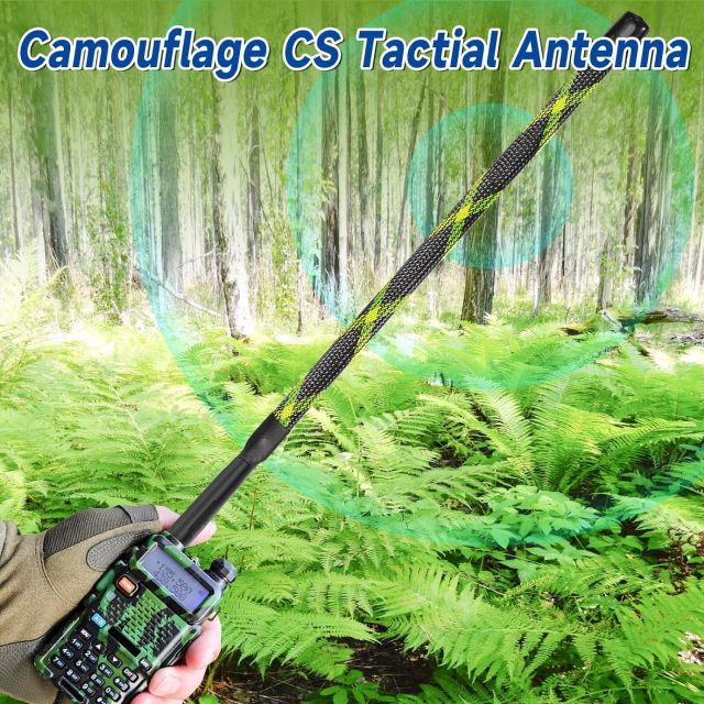 Bingfu Dual Band VHF UHF 136-520MHz 18.7 inch Foldable Camouflage CS Tactical SMA Female Ham Radio Antenna for BaoFeng UV-5R UV-82 BF-F8HP  Wouxun HYT Handheld Two Way Radio Walkie Talkie