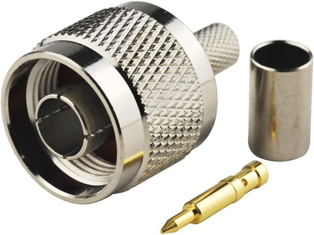 Eightwood N Male Plug Crimp RF Connector 50 ohm for LMR240 RG8X Coax Cable (5-Pack)