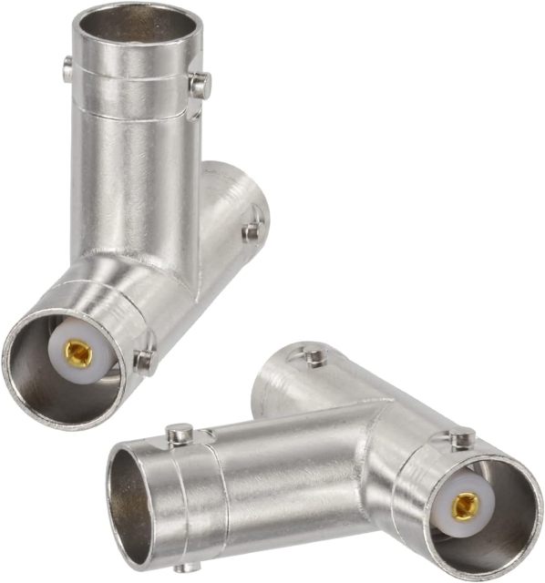 Eightwood 2pcs BNC Tee Type Adapter BNC Female to Female to Female Video Splitter Connector for CCTV DVR Camera