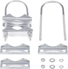 Eightwood Double Antenna Mast Clamp V Jaw Bracket with U Bolts, Mast to Mast Mounting Hardware Kit (2 Sets) for Outdoor TV Antenna, CB Ham Antenna, Yagi WiFi Antenna