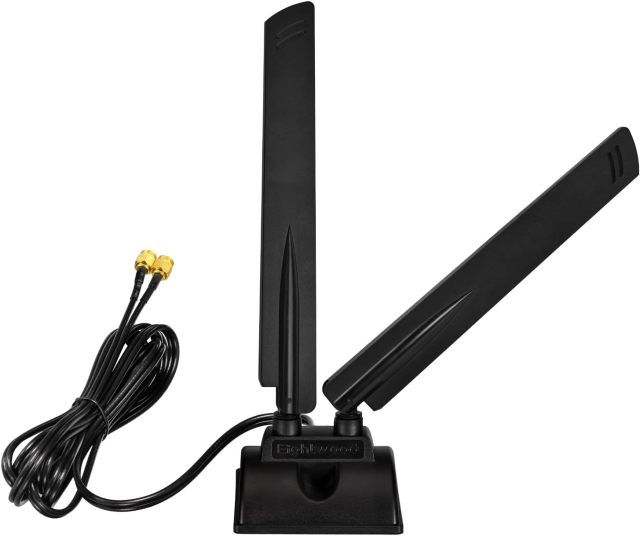 Eightwood WiFi 6E Antenna Tri-Band 6GHz 5GHz 2.4GHz RP-SMA WiFi Antenna Magnet Mount Base for PC Desktop Computer Motherboard WiFi Bluetooth Card Wireless WiFi Router