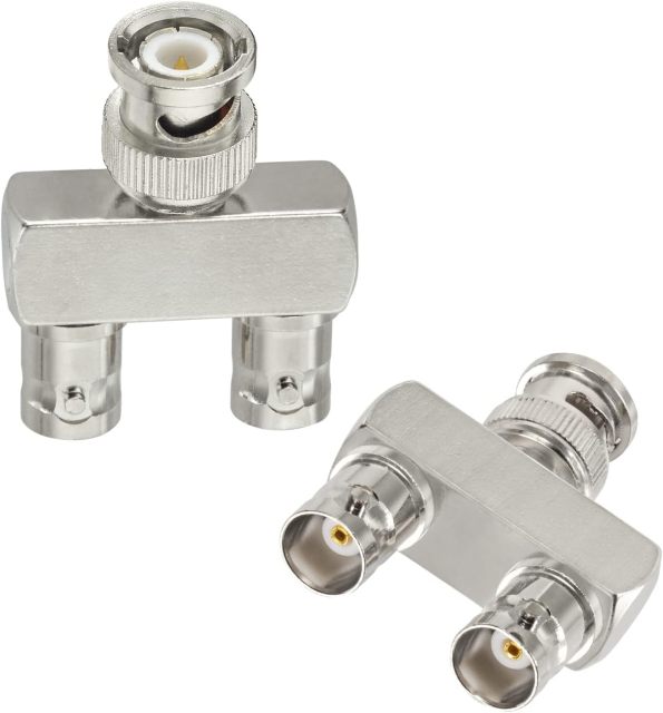 Eightwood BNC Splitter Adapter 2-Pack BNC Male to Dual BNC Female Tee Type 3 Way Audio RF Coax Connector