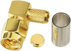 Eightwood 10pcs SMA Male Crimp Connector Right Angle for RG58 RG142 LMR195 Coaxial Cable