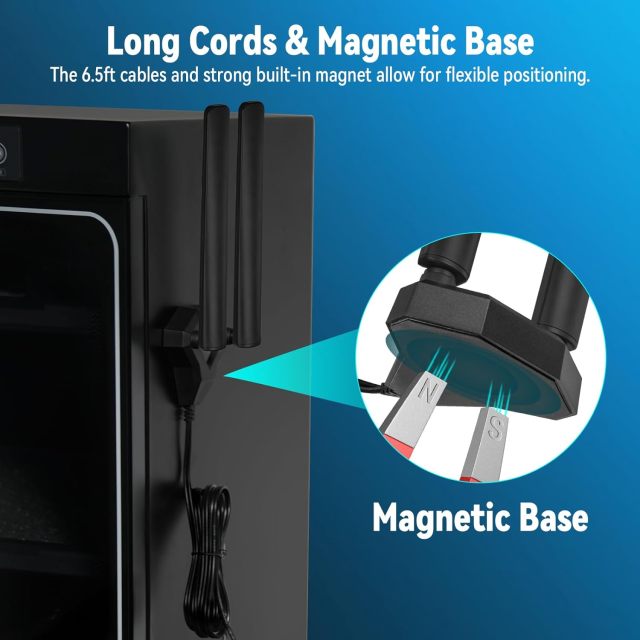 Eightwood WiFi 6E Tri-Band Antenna 6GHz 5GHz 2.4GHz Gaming WiFi Antenna Magnetic Base with 6.5ft Extension Cable for PC Desktop Computer PCIe WiFi 6E Card, WiFi Router