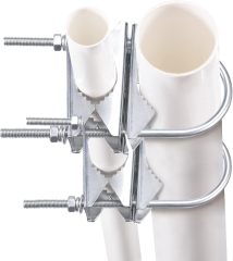 Eightwood Double Antenna Mast Clamp V Jaw Bracket with U Bolts, Mast to Mast Mounting Hardware Kit (2 Sets) for Outdoor TV Antenna, CB Ham Antenna, Yagi WiFi Antenna