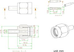 Eightwood 10pcs SMA Male Crimp RF Connector Gold-Plating for RG316 RG174 Cable