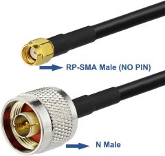 Eightwood RP-SMA Male with Female Pin to N Type Male Plug RG58 Coax Cable 3 feet