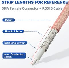 Eightwood 10pcs SMA Female Bulkhead Crimp Connector Gold-Plated for RG316 RG174 Cable