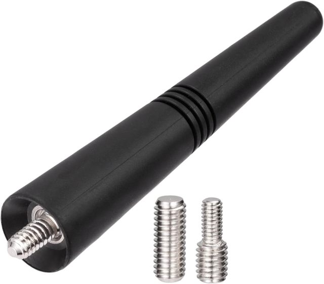 Eightwood Universal Short Car Antenna 3.6 inch, Roof Mount Vehicle AM FM Radio Antenna Mast Replacement, Flexible Rubber Antennae with M4 M5 M6 Thread Adapters