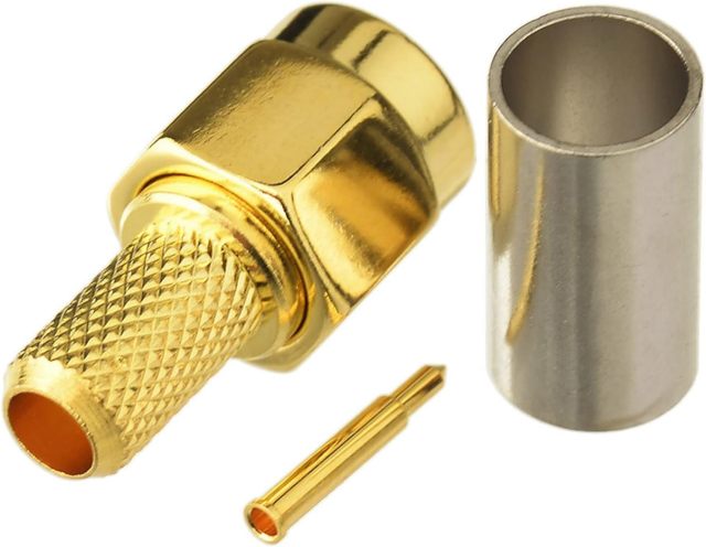 Eightwood 10pcs SMA Male Plug Crimp RF Connector for RG58 RG142 LMR195 Coaxial Cable