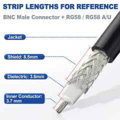 Eightwood 10pcs 50 Ohm BNC Crimp Male Connector for RG58 RG142 LMR195 Cable