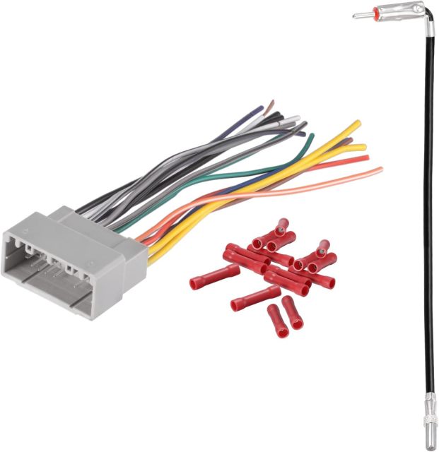 Bingfu Car Stereo Harness for Select 2002-2008 Chrysler Dodge Jeep DA61 Wiring Wire Harness with Antenna Adapter