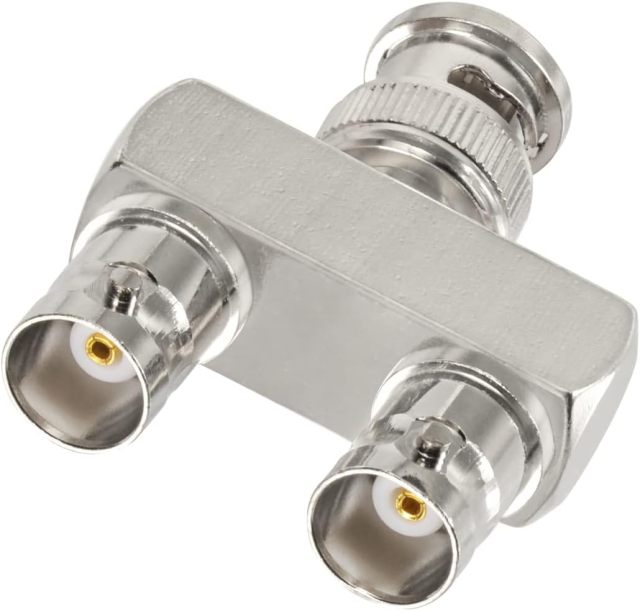 Eightwood BNC Splitter Adapter 2-Pack BNC Male to Dual BNC Female Tee Type 3 Way Audio RF Coax Connector