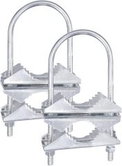 Eightwood Double Antenna Mast Clamp V Jaw Bracket with U Bolts, Mast to Mast Mounting Hardware Kit (2 Sets) for Outdoor TV Antenna, CB Ham Antenna, Yagi WiFi Antenna