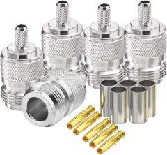 Eightwood N Female Crimp RF Connector 50 ohm for RG58 RG142 LMR195 Cable (5-Pack)