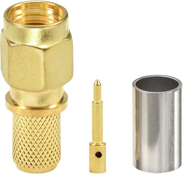 Eightwood 10pcs SMA Male Plug Crimp RF Connector Straight for LMR240 RG8X Coax Cable 50 ohm