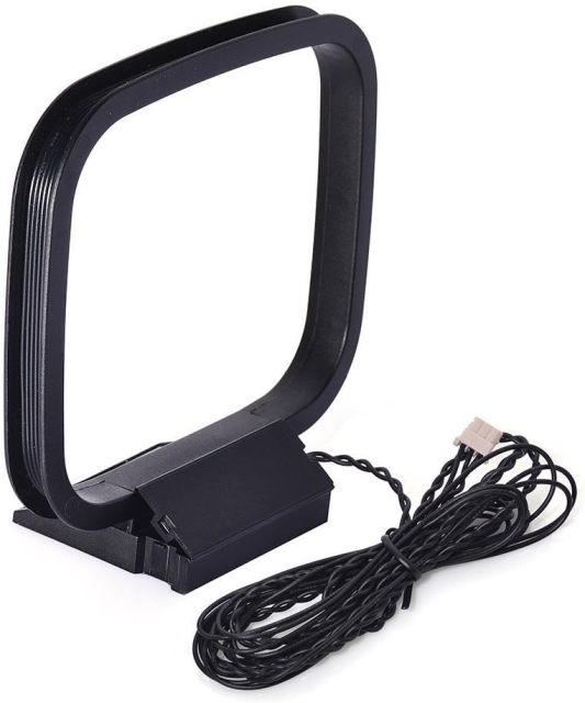Eightwood AM FM Loop Antenna 3 Pin Mini Connector Compatible with Sony HiFi Series Sharp AV Receiver Radio Stereo System