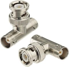 Eightwood BNC Tee Adapter 2-Pack, BNC Male to Dual BNC Female Connector 3 Way Video Splitter for CCTV Security Cameras