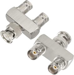 Eightwood BNC Splitter Adapter 2-Pack BNC Male to Dual BNC Female Tee Type 3 Way Audio RF Coax Connector