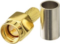 Eightwood 10pcs SMA Male Plug Crimp RF Connector for RG58 RG142 LMR195 Coaxial Cable