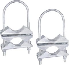 Eightwood Double Antenna Mast Clamp V Jaw Bracket with U Bolts, Mast to Mast Mounting Hardware Kit (2 Sets) for Outdoor TV Antenna, CB Ham Antenna, Yagi WiFi Antenna