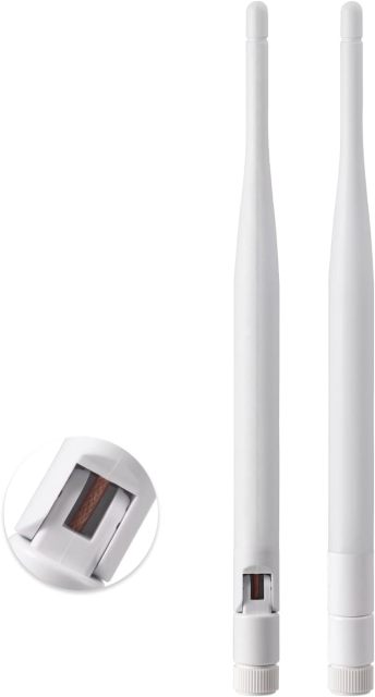 Eightwood 2.4GHz 5GHz 6dBi WiFi Antenna for Security Camera Surveillance DVR Recorder WiFi Router, RP-SMA Connector, White, 2-Pack