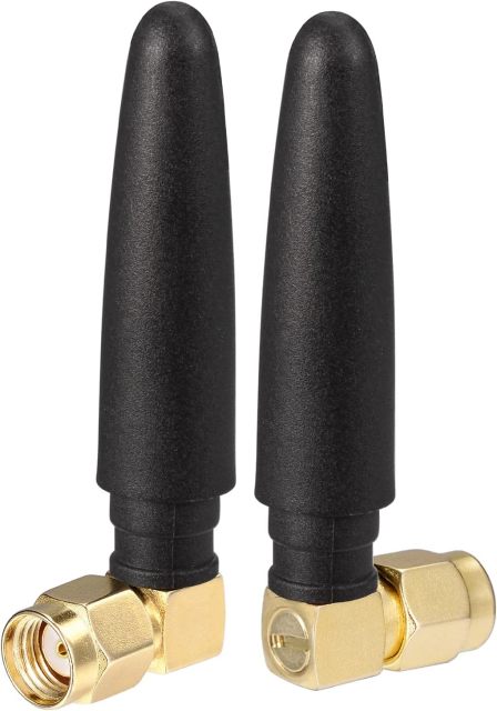 Eightwood Compact WiFi Antenna 2.4GHz 5GHz Dual Band RP-SMA Bluetooth Antennae Right Angle (2-Pack) for PC Computer Network Card Wireless Router Security Camera