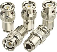 Eightwood BNC Male Plug Solder Clamp Connector 10-Pack Compatible with RG58 RG142 LMR195 Coax Cable