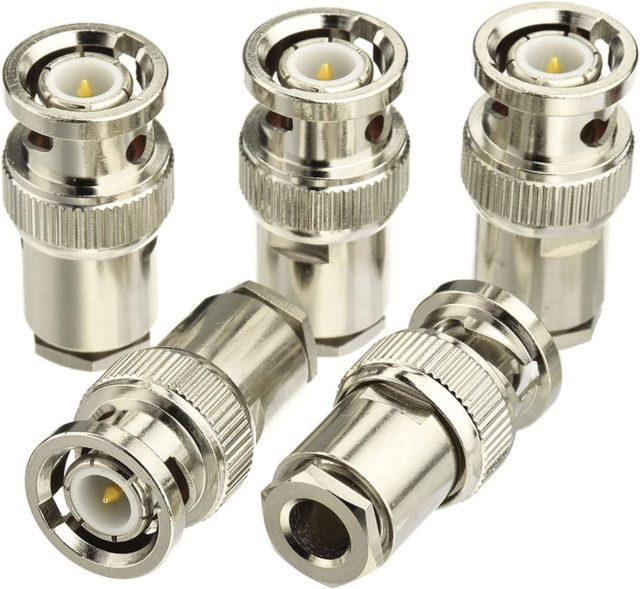 Eightwood BNC Male Plug Solder Clamp Connector 10-Pack Compatible with RG58 RG142 LMR195 Coax Cable