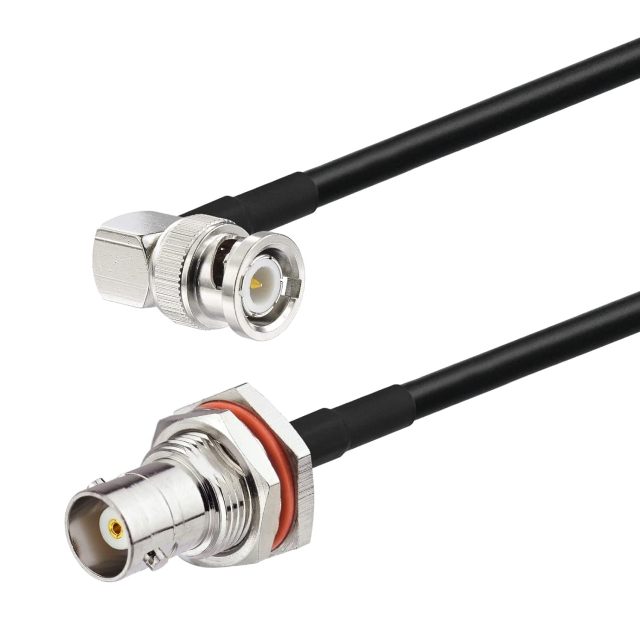 Eightwood BNC Bulkhead Female to BNC Male Right Angle Coax Cable RG58 Jumper 6.5 Feet for Wireless Microphone Receiver, Radio Scanner, Radio Antenna, CB Radio, VHF UHF Ham Radio