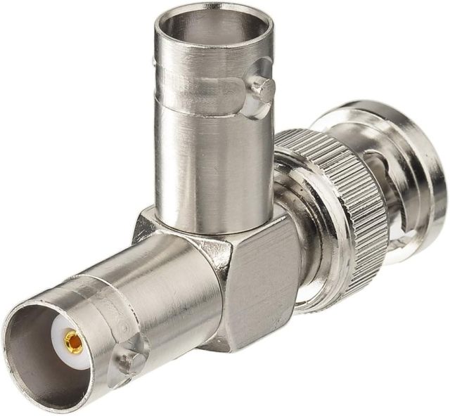 Eightwood 2pcs BNC Tee Adapter BNC Male to Dual BNC Female Jack Video Splitter Connector
