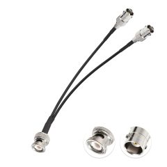 Eightwood BNC Splitter Cable 6in BNC Male to Dual BNC Female Adapter Pigtail 50 Ohm for CCTV Camera Ham Radio Antenna Scanner