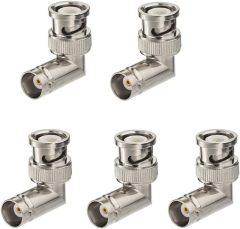 Eightwood 5pcs BNC Male to Female Elbow Right Angle Adapter 50ohm