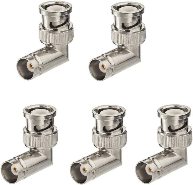 Eightwood 5pcs BNC Male to Female Elbow Right Angle Adapter 50ohm