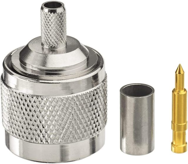 Eightwood N Male Plug Crimp RF Connector 50 ohm for RG58 RG142 LMR195 Cable (5-Pack)
