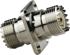 Eightwood SO239 to SO239 Chassis Mount Adapter 2-Pack, SO239 Female to Female Flange Panel Connector for PL259 UHF Antenna, CB &Amateur Radio, Ham Radio Transceiver