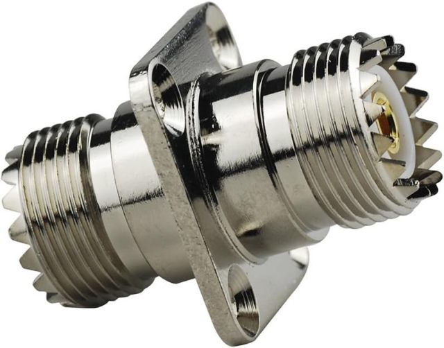 Eightwood SO239 to SO239 Chassis Mount Adapter 2-Pack, SO239 Female to Female Flange Panel Connector for PL259 UHF Antenna, CB &Amateur Radio, Ham Radio Transceiver